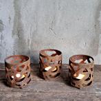 3x Metalen theelichthouder waxinehouder roest *Etage3*, Huis en Inrichting, Woonaccessoires | Overige, Gebruikt, ., Ophalen of Verzenden