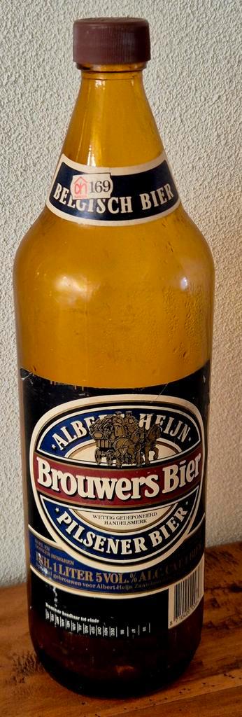 1986 fles Brouwers bier 1 ltr Albert Heijn collector's item, Verzamelen, Biermerken, Flesje(s), Overige merken, Ophalen of Verzenden