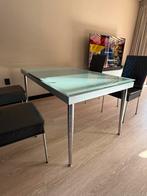 Eetkamertafel glas, verlengbaar., Huis en Inrichting, Tafels | Eettafels, Ophalen, Gebruikt, 50 tot 100 cm, Vijf personen of meer