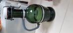 Antieke Gerrix beugelfles met handvat, groen glas, Ophalen of Verzenden