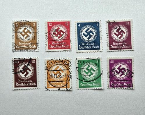 8 Postzegels Dienstmarke Deutsches Reich WOII, Postzegels en Munten, Postzegels | Europa | Duitsland, Gestempeld, Duitse Keizerrijk