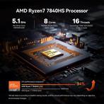 Beelink SER 7 Mini PC System:AMD Ryzen 7 7840HS (5.1GHz), Nieuw, 32 GB, Met videokaart, 1024 GB