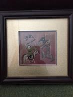 Uniek Chinees tafereel afbeelding op zijde / man op paard., Antiek en Kunst, Kunst | Schilderijen | Klassiek, Ophalen of Verzenden