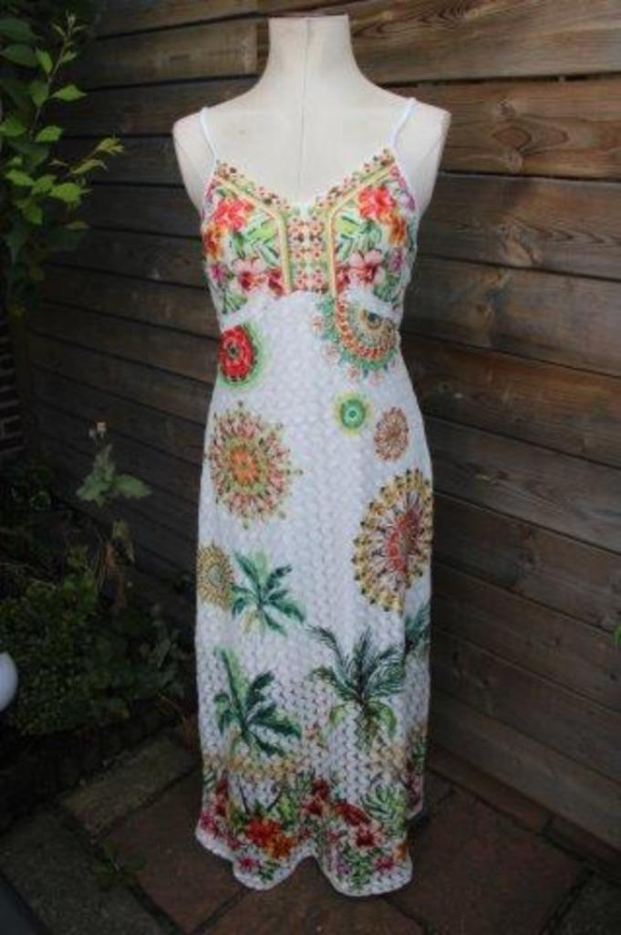 Zomerjurk wit/ kleur kant 101 Idees mt M/L Maxi Vaste OPRUIM, Kleding | Dames, Jurken, Zo goed als nieuw, Maat 38/40 (M), Wit