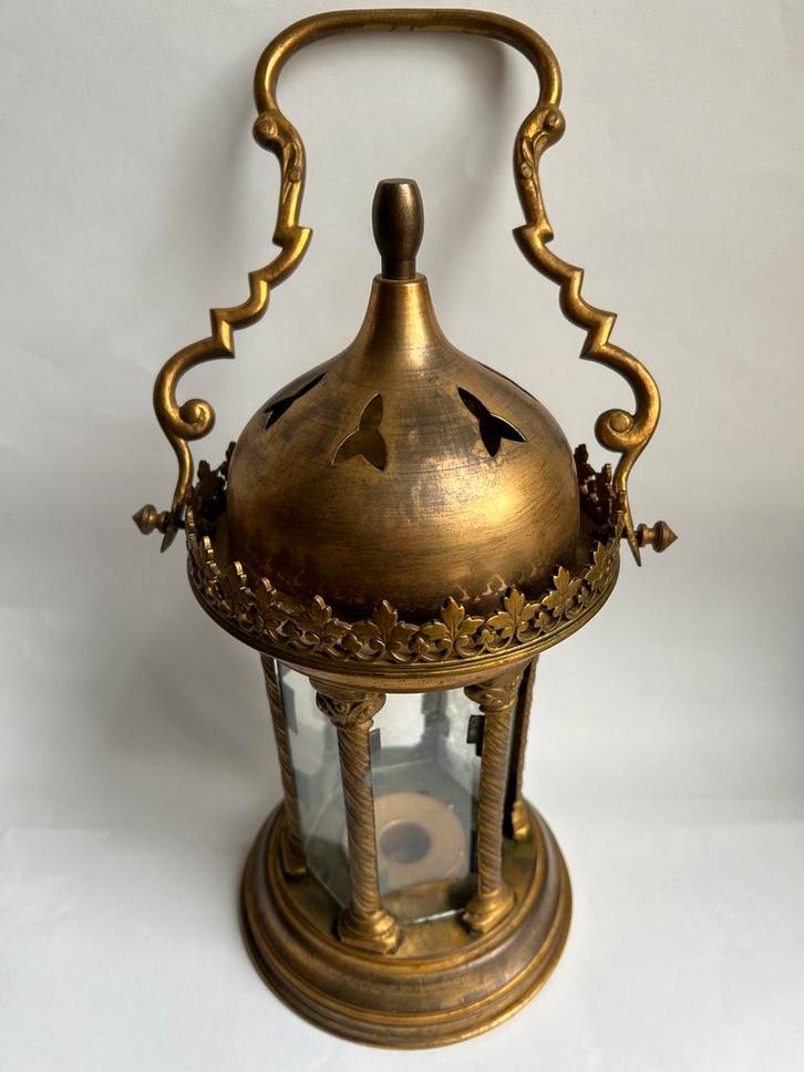 Antieke Koperen Schuifkandelaar - 19e Eeuw, Antiek en Kunst, Antiek | Lampen, Ophalen of Verzenden