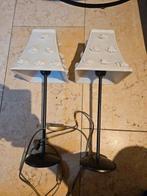 2 brocante Schemerlampjes met kapjes, Ophalen of Verzenden, Zo goed als nieuw, E14 (klein)