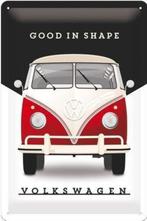 VW Bulli Good In Shape.  Metalen wandbord in reliëf 20 x 30, Ophalen of Verzenden, Nieuw, Reclamebord