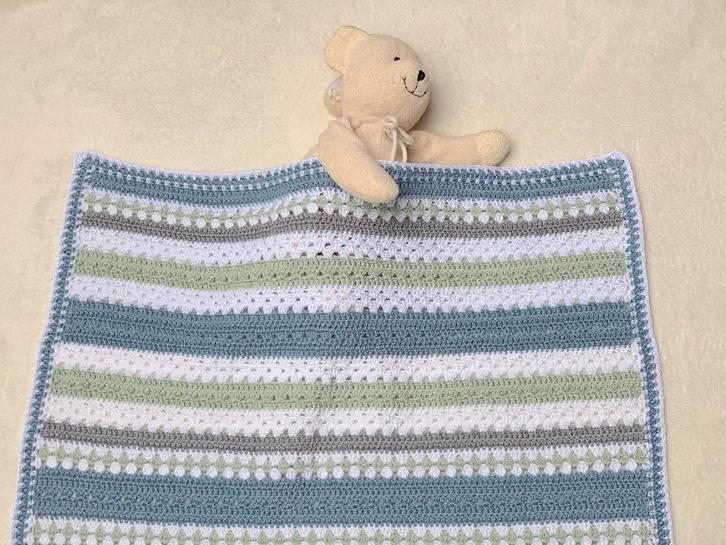 Gehaakte babydeken, nieuw en handgemaakt, katoen, Kinderen en Baby's, Dekens, Slaapzakjes en Inbakerproducten, Nieuw, Deken, 70 tot 85 cm