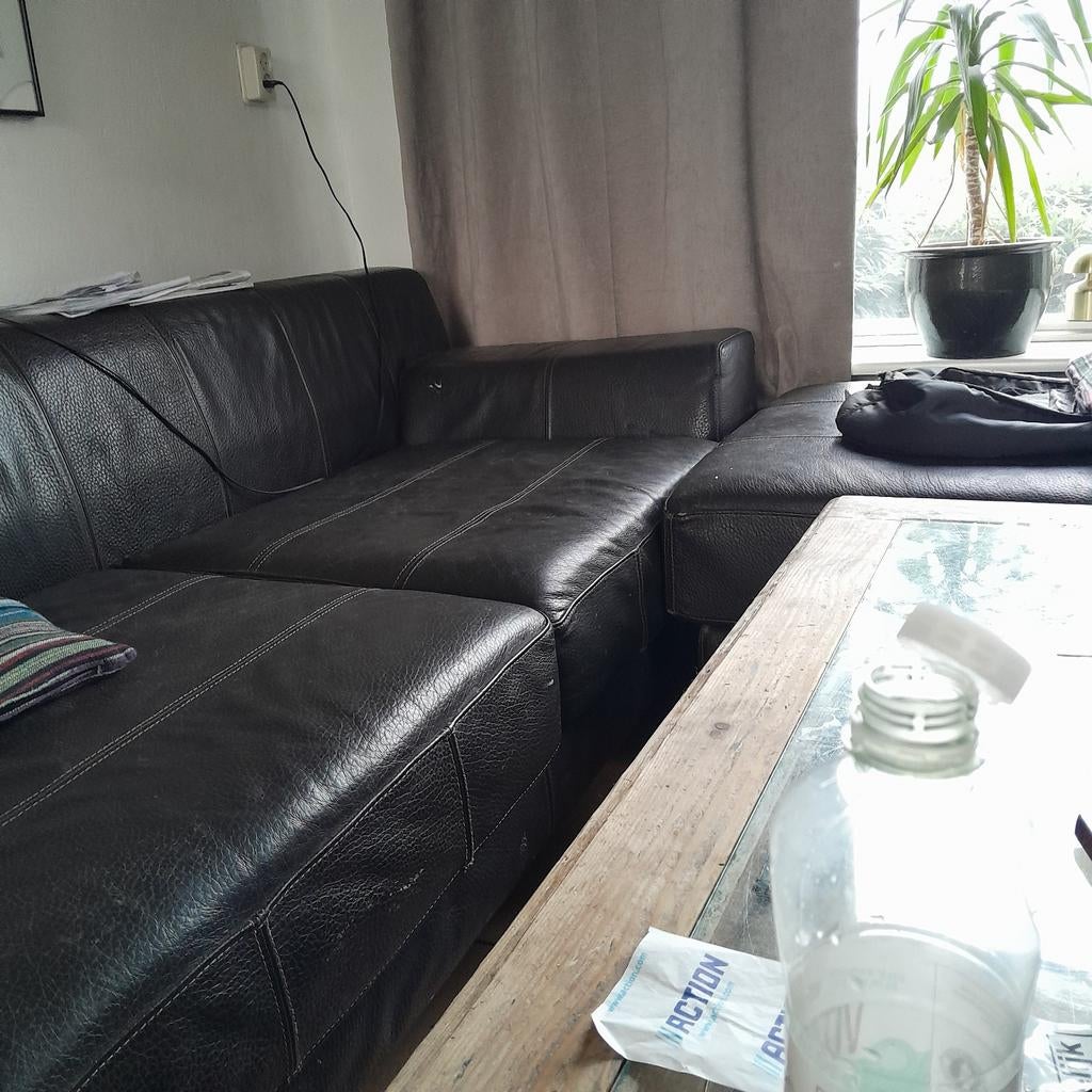 Cramfors Ikea leren bank - Zeer solide en onverslijtbaar, Huis en Inrichting, Gebruikt, Hoekbank, Leer, Ophalen of Verzenden