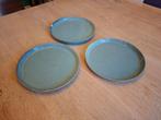 3 Dille & Kamille ontbijtborden blauwgroen, Gebruikt, Ophalen of Verzenden, Bord(en), Effen