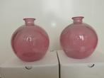 2 vazen vaas roze rond nieuw in doos, Huis en Inrichting, Minder dan 50 cm, Nieuw, Glas, Ophalen of Verzenden