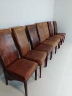 Schapen leren eetkamerstoelen 7 stuks geleefd, Huis en Inrichting, Stoelen, Ophalen, ., Zo goed als nieuw, .