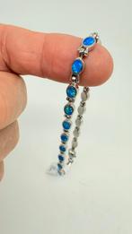 Zilveren armband met inleg blauwe opaal. Lengte: 20,2 cm., Ophalen of Verzenden, Nieuw, Blauw, Zilver