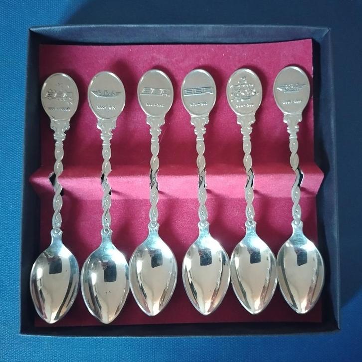 set van 6 verzilverde lepeltjes BBA (OV Noord-Brabant), bus, Antiek en Kunst, Antiek | Bestek, Ophalen of Verzenden