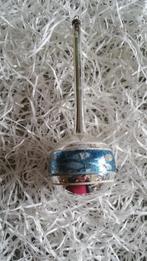 antieke kerstbal nr 380 model lange hals blauw met zilver, Ophalen of Verzenden, Gebruikt