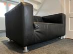 Zwarte leren loveseat / kleine bank - Goede staat!, Huis en Inrichting, Fauteuils, Ophalen, Gebruikt, 100 tot 125 cm, Leer