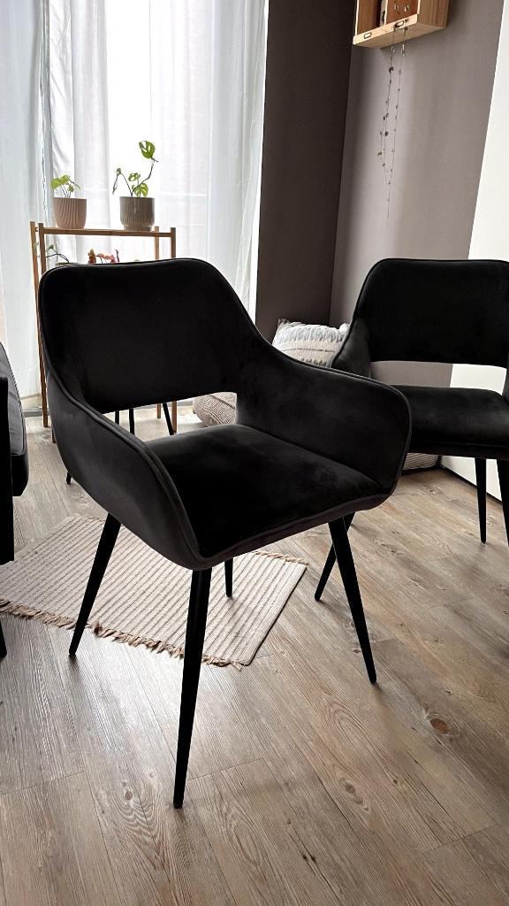 2x WOOOD eetkamer stoel Jelle, Huis en Inrichting, Stoelen, Zo goed als nieuw, Twee, Metaal, Stof, Grijs, Ophalen