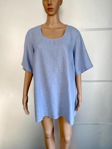 J261 Nieuw: Yoek maat M/L=42/44 lange linnen blouse tuniek beschikbaar voor biedingen