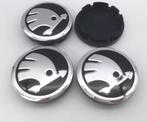 Skoda naafdoppen zwart zilver 56mm 4 stuks nieuw, Verzenden, Nieuw, ?, ?