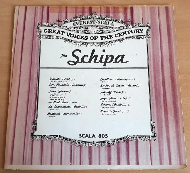 Great Voices Of The Century - Tito Schipa - Scala 805, Cd's en Dvd's, Vinyl | Klassiek, Zo goed als nieuw, Classicisme, Opera of Operette