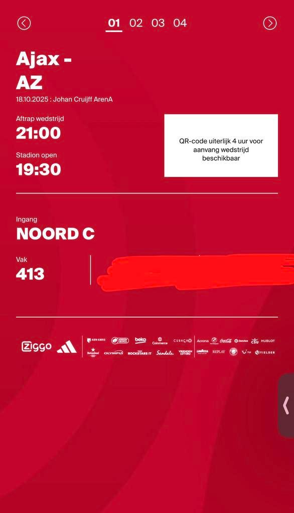 4x Ajax - AZ vak 413, Tickets en Kaartjes, Sport | Voetbal, Drie personen of meer, Oktober