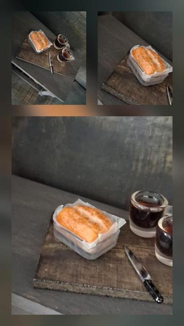 Houten plank oma's cake koffie miniatuur poppenhuis❤️  beschikbaar voor biedingen