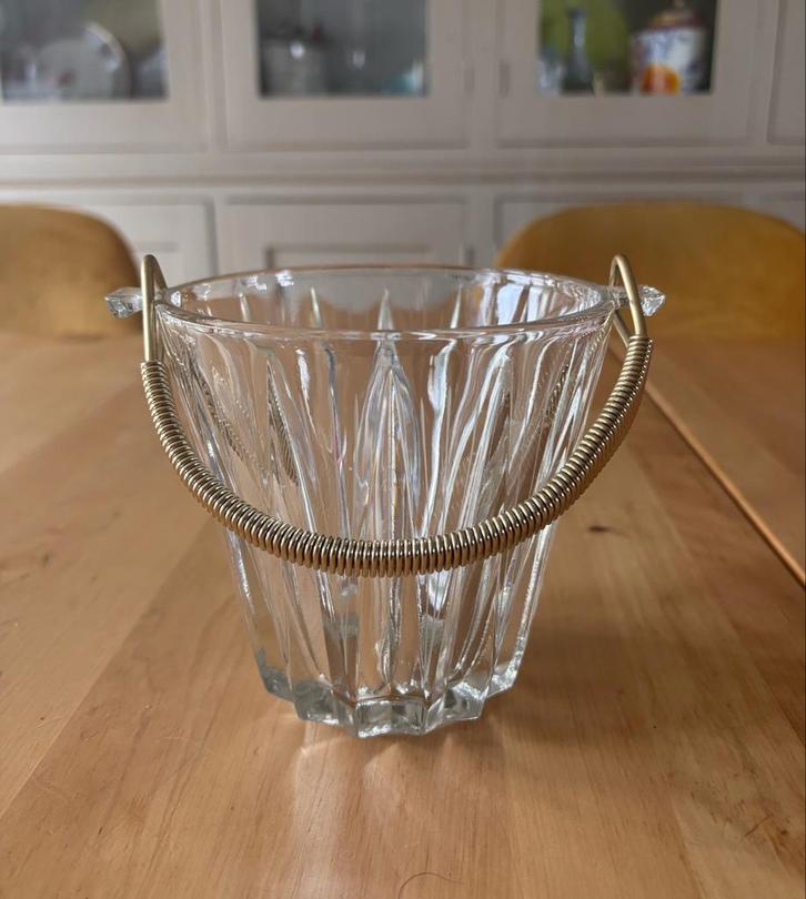 Retro Italiaanse ijsemmer geperst glas jaren '60, Antiek en Kunst, Antiek | Glas en Kristal, Ophalen of Verzenden