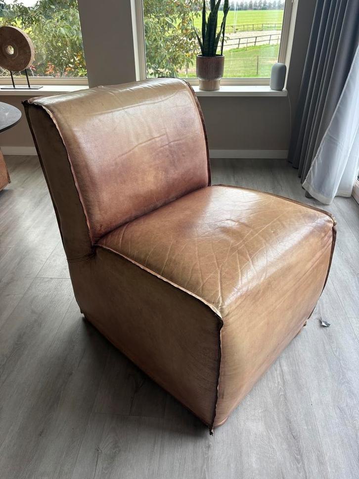 6x Industriële Lederen Eetkamerstoelen, Huis en Inrichting, Fauteuils, Gebruikt, Leer, 50 tot 75 cm, Minder dan 75 cm, Ophalen of Verzenden