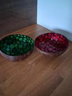 Kokosnoot Bakjes met Parelmoer Decoratie - Set, Overige materialen, Gebruikt, Schaal, Rond