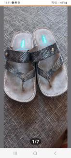 WOLKY SLIPPERS MT 38 LEER MODEL BASSA ZWART/ZILVER GLANS, Slippers, Wolky, Zwart, Ophalen of Verzenden