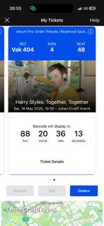 Harry Styles 2 Tickets Johan Cruijff Arena 16 May, Twee personen, Mei