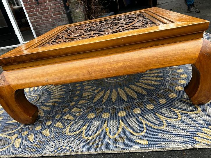Opium Salontafel met Houtsnijwerk, Antiek en Kunst, Antiek | Meubels | Tafels, Ophalen