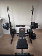 Bankdruk set met gewichten, Sport en Fitness, Ophalen, Krachtstation, Zo goed als nieuw, Metaal