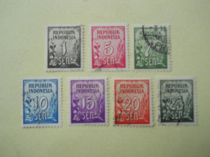 Indonesie 1948 Lopende zegels 7 stuks 1 - 25 sen gestempeld, Postzegels en Munten, Postzegels | Azië, Gestempeld, Zuidoost-Azië