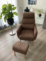 Fauteuil met voetenbankje, Huis en Inrichting, Fauteuils, Ophalen, Nieuw, Leer