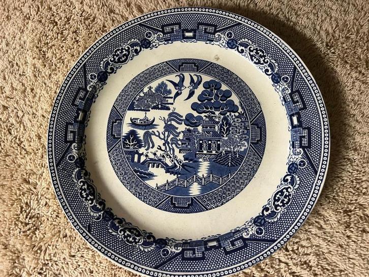 Antieke blauwe schaal - Willow Pattern, Antiek en Kunst, Antiek | Schalen, Ophalen