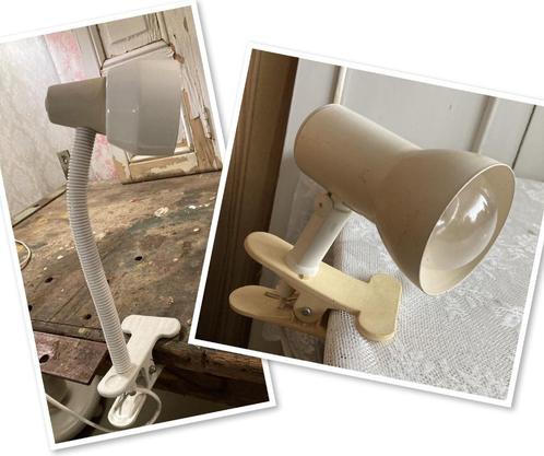 2x Brocante klemlampje - klembaar tafellampje - spotje, Antiek en Kunst, Curiosa en Brocante, Ophalen of Verzenden