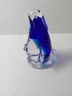Beeldje pinguin. Glas. Helder/blauw glas., Antiek en Kunst, Ophalen of Verzenden