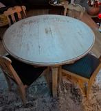 Ronde tafel 120cm + 4 stoelen, Huis en Inrichting, Tafels | Eettafels, Ophalen