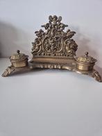 Antieke Briefhouder met Inktpotten (brons/messing) inktstel, Ophalen of Verzenden