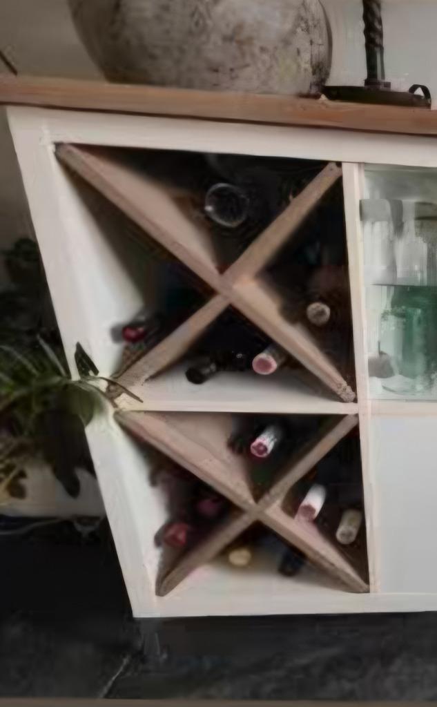 4x houten inzet flessenhouder wijnrekken flessenrek Kallax, Huis en Inrichting, Woonaccessoires | Wijnrekken, Zo goed als nieuw