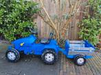 Blauwe trap traktor met aanhanger Rolly toys, Kinderen en Baby's, Speelgoed | Buiten | Skelters, Ophalen, Gebruikt, Overige merken