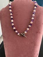 Vintage ketting amethist & zoetwaterparels, Ophalen of Verzenden, Zo goed als nieuw, Paars, Steen of Mineraal