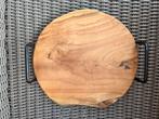 Teak Houten Serveerplank met Handvaten, Verzenden, Zo goed als nieuw, Rond, Hout