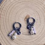 Oorbellen Chirurgisch Staal Oorringen met bedels lila kralen, Sieraden, Tassen en Uiterlijk, Oorbellen, Overige materialen, Hangers