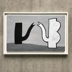 Klaas Gubbels SCHILDERIJ op hout 2012 grijs zwart wit, Ophalen