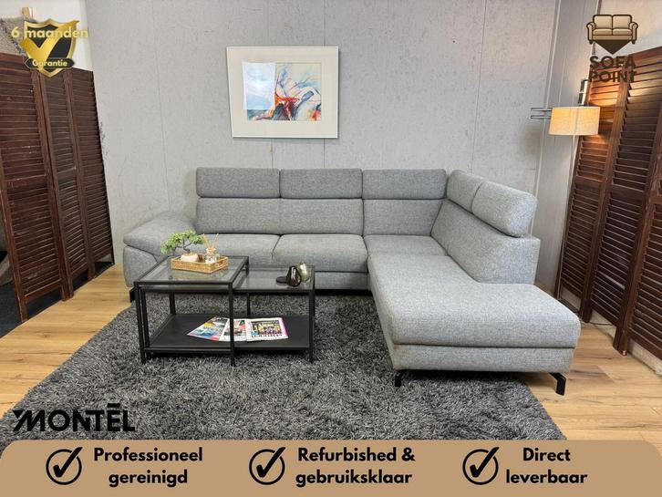 GRATIS LEVERING Nette Lightgrijze “Montél Modena” Hoekbank, Huis en Inrichting, Banken | Bankstellen, Zo goed als nieuw, Vierpersoons of meer