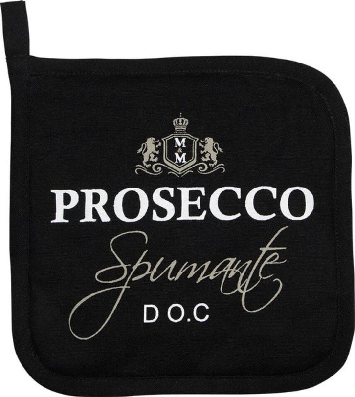 Mars & More Pannenlap wijn Prosecco 20x20cm (set-2) Nieuw!, Huis en Inrichting, Keuken | Textiel, Nieuw, Overige typen, Zwart