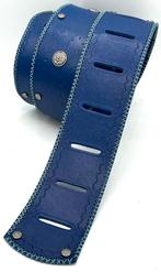 GB007 Gitaarband 130-180 cm tuigleer blauw bruin handmade, Verzenden, Nieuw, Elektrische gitaar