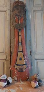 Antiek houten handbeschilderd kermis paneel ornament, Ophalen of Verzenden